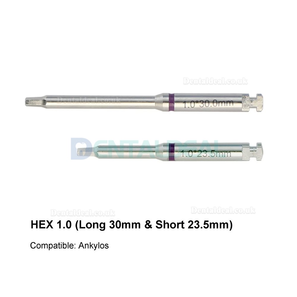 Dental Implant Hex Abutment Latch Driver Set in Stainless Steel Long and Short